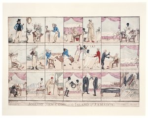 Johnny nowo przybyły na wyspie Jamajka, 1800 (ręcznie kolorowane grawerowanie)